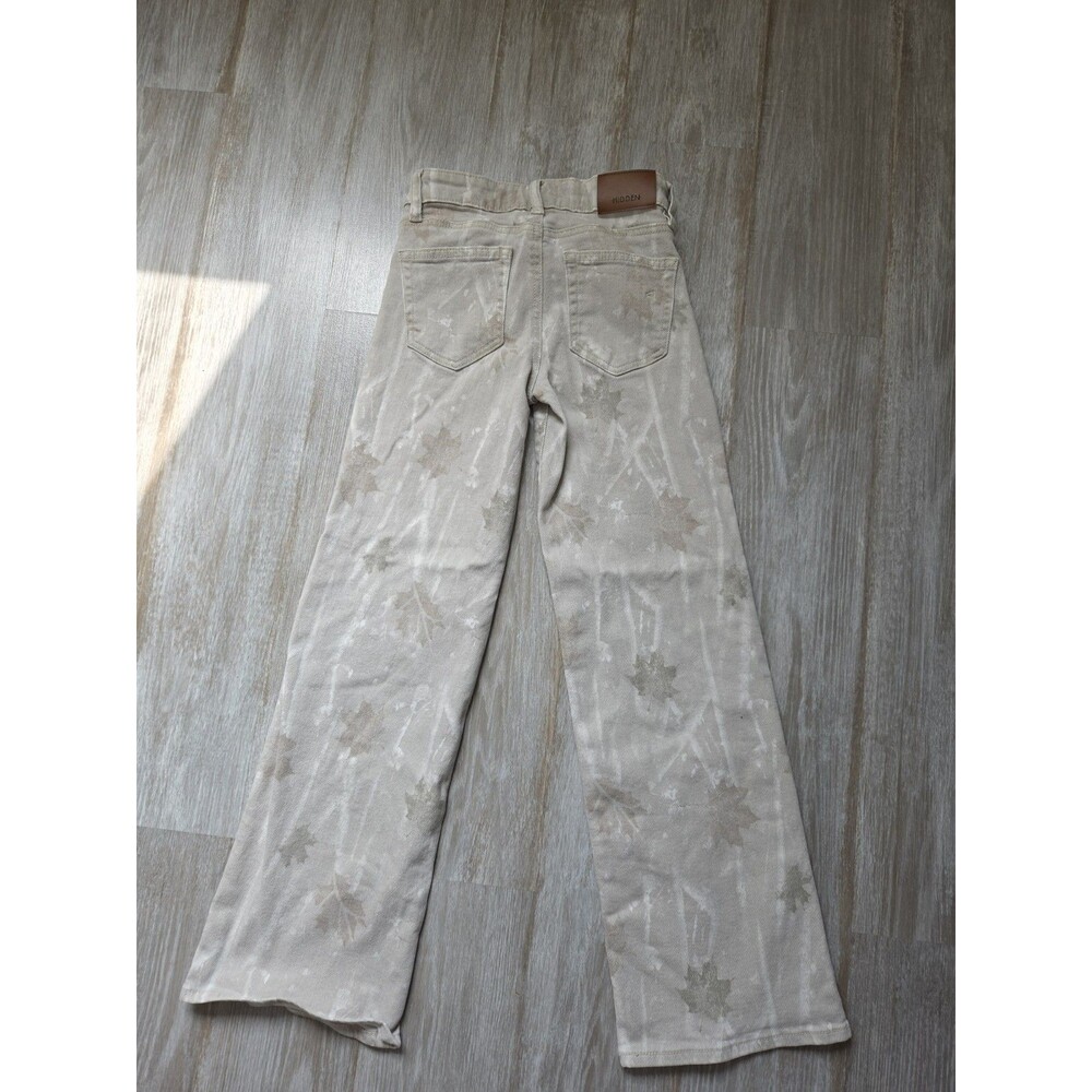 Hidden Los Angeles Mini Blake Dad Jeans Girls 10R Beige Leaf Print Mid Rise EUC - Picture 10 of 11